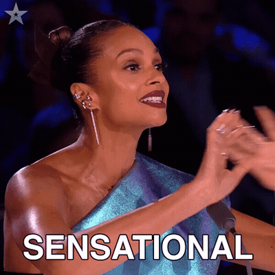 Woman In Blue Dress Clapping Sensational GIF