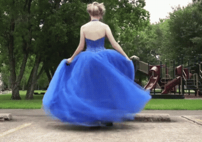 Woman In Blue Dress Dancing GIF
