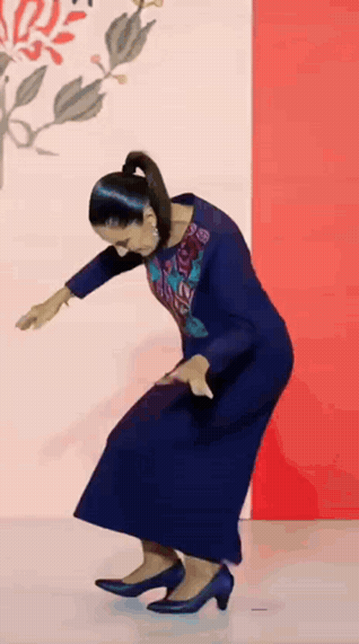 Woman In Blue Dress Dancing GIF