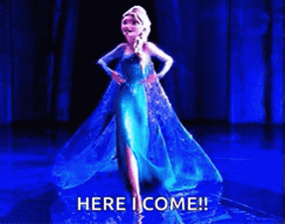 Woman In Blue Dress Dancing Says Here I Come GIF