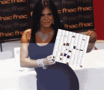 Woman In Blue Dress Holding Paper Saying Fnac GIF