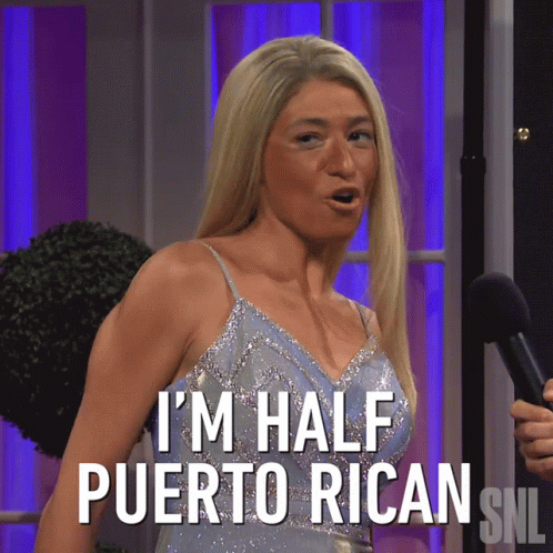Woman In Blue Dress I'm Half Puerto Rican GIF