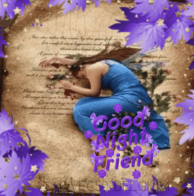 Woman In Blue Dress Laying On Paper Saying Good Night Friend GIF
