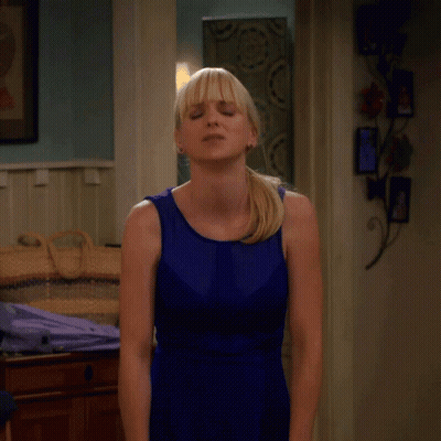 Woman In Blue Dress Near Dammit Sign GIF
