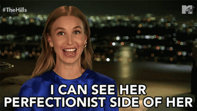 Woman In Blue Dress Saying I Can See Her Perfectionist Side GIF