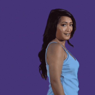 Woman In Blue Dress Says Hiii GIF