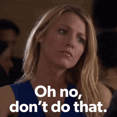 Woman In Blue Dress Says Oh No Don't Do That GIF