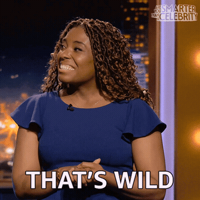 Woman In Blue Dress Says That's Wild GIF