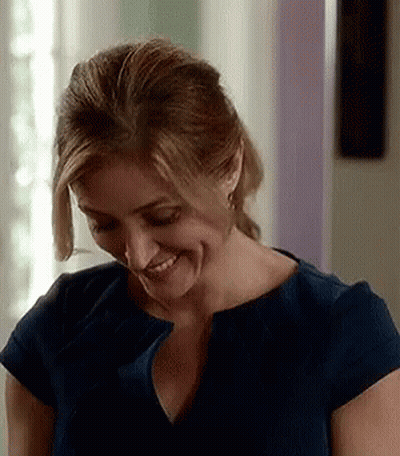 Woman In Blue Dress Smiling GIF