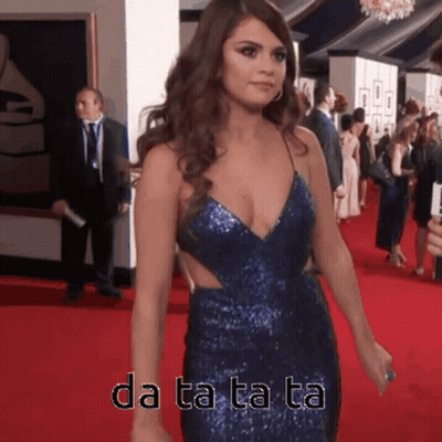 Woman In Blue Dress Walking On Red Carpet Da Ta Ta Ta GIF
