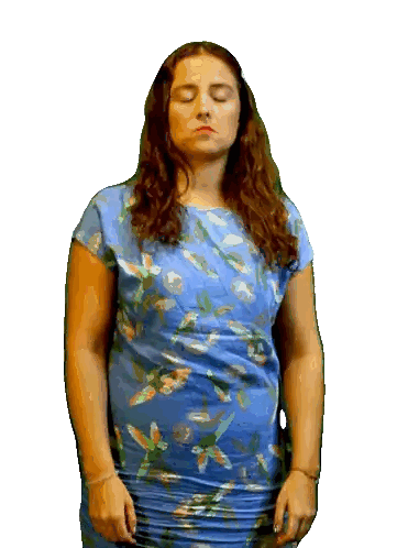 Woman In Blue Floral Shirt Sticker
