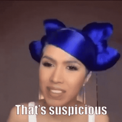Woman In Blue Hat Saying That's Suspicious GIF