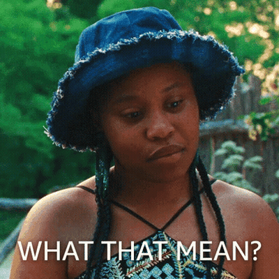 Woman In Blue Hat Saying What That Mean GIF