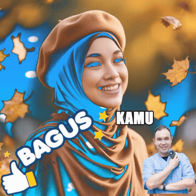Woman In Blue Hijab And Brown Hat Smiling Bagus Kamu GIF
