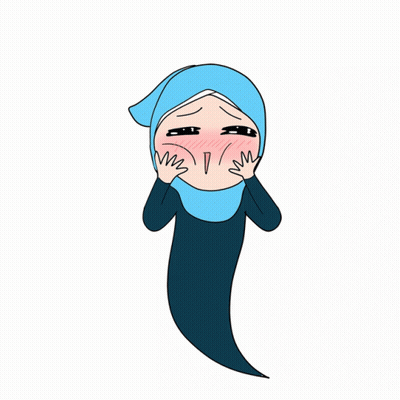 Woman In Blue Hijab Making Funny Face GIF