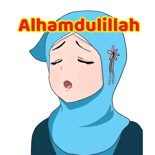 Woman In Blue Hijab Saying Alhamdulillah Sticker