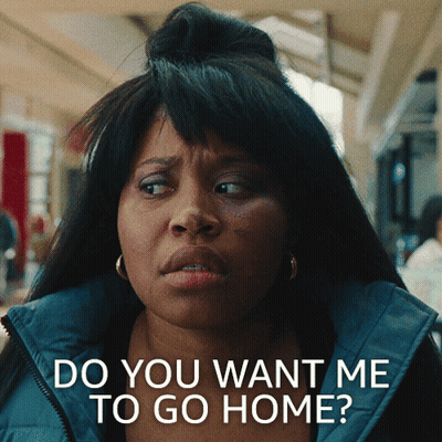 Woman In Blue Jacket Asking Do You Want Me To Go Home GIF