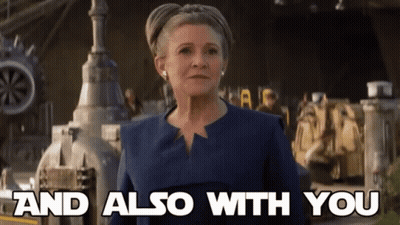 Woman In Blue Jacket Saying And Also With You GIF