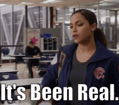 Woman In Blue Jacket Saying It's Been Real GIF