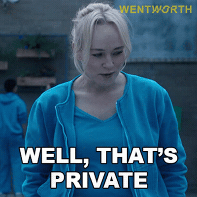 Woman In Blue Jacket Says Well That's Private GIF