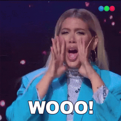 Woman In Blue Jacket Screaming Wooo GIF