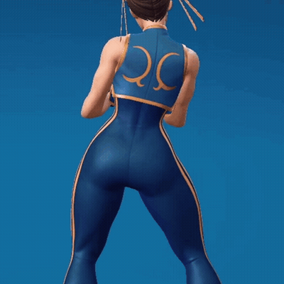 Woman In Blue Jumpsuit With Letter Q On Back GIF