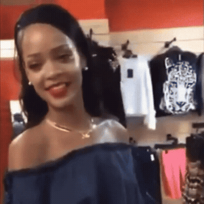 Woman In Blue Off-Shoulder Top Smiling GIF