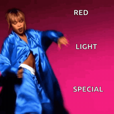Woman In Blue Outfit Dancing Red Light Special GIF