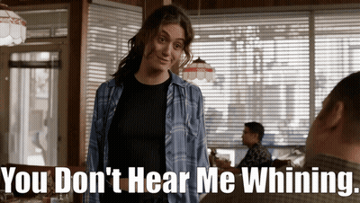 Woman In Blue Plaid Shirt Says You Don't Hear Me Whining GIF