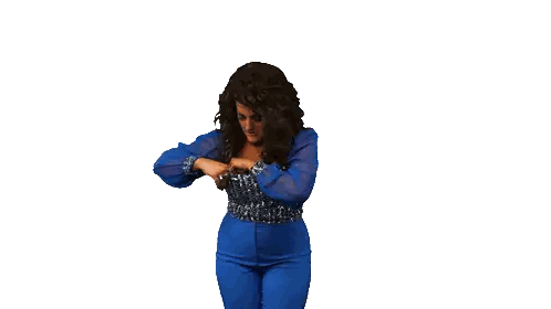 Woman In Blue Pointing Sticker
