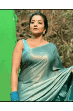 Woman In Blue Saree Sticker