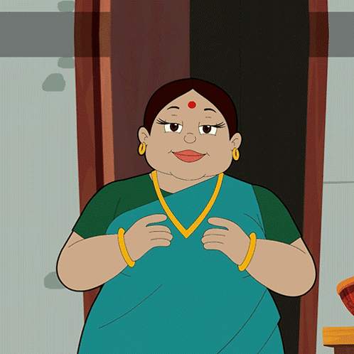 Woman In Blue Saree And Gold Jewelry GIF
