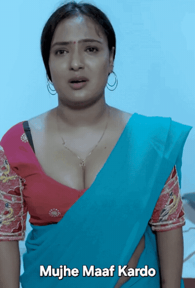 Woman In Blue Saree Saying Mujhe Maaf Kardo GIF