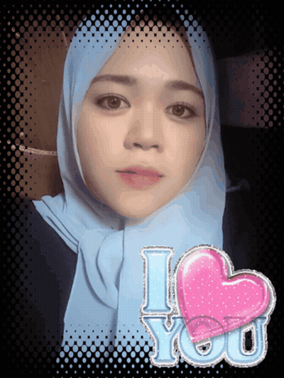 Woman In Blue Scarf With Pink Heart Saying I Love You GIF