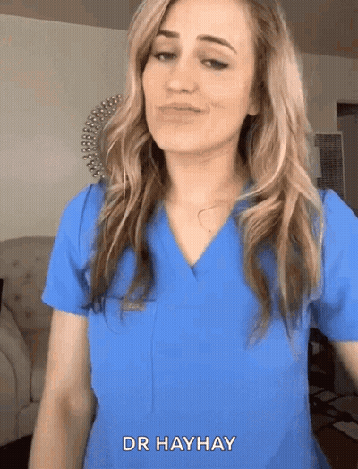 Woman In Blue Scrub Top Says Dr Hayhay GIF