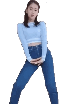 Woman In Blue Shirt And Jeans Dancing Sticker