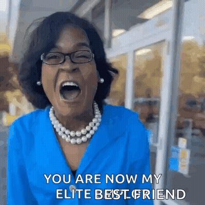 Woman In Blue Shirt And Pearls Screaming GIF