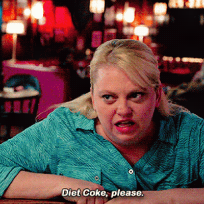 Woman In Blue Shirt Asking For Diet Coke GIF