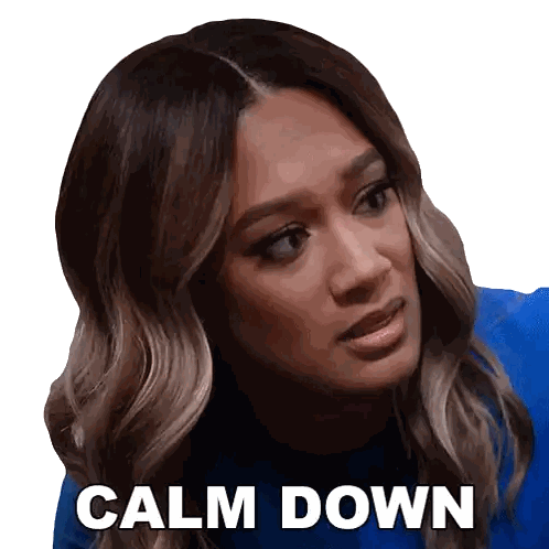 Woman In Blue Shirt Calm Down Sticker