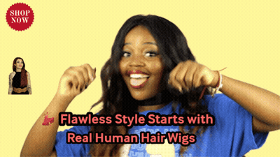 Woman in Blue Shirt Flawless Style Starts With Real Human Hair Wigs