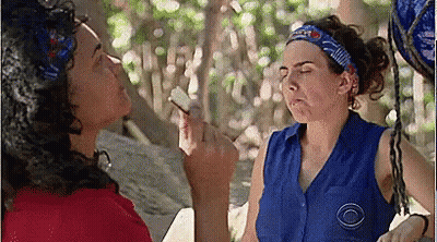 Woman In Blue Shirt Funny Face, Another Watching GIF