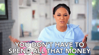 Woman In Blue Shirt Holding Stuffed Animal Says You Don't Have To Spend All That Money GIF