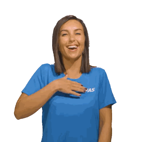Woman In Blue Shirt Saying Fas Sticker