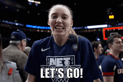 Woman In Blue Shirt Saying Let's Go On It GIF