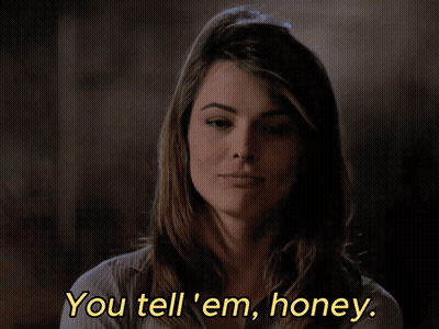 Woman In Blue Shirt Saying Tell Me What I Want To Know GIF