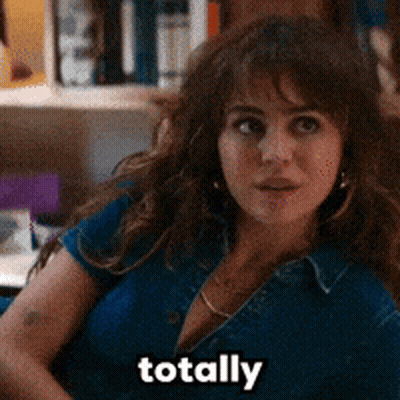 Woman In Blue Shirt Saying Totally GIF