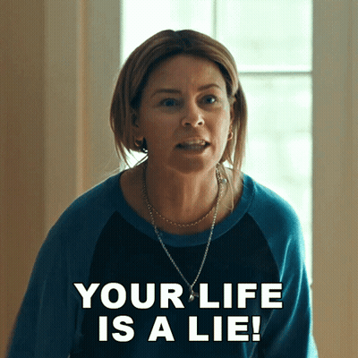 Woman In Blue Shirt Saying Your Life Is A Lie GIF