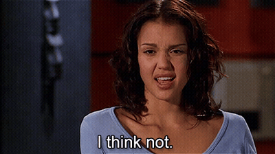 Woman In Blue Shirt Says I Think Not GIF
