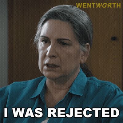Woman In Blue Shirt Says I Was Rejected GIF