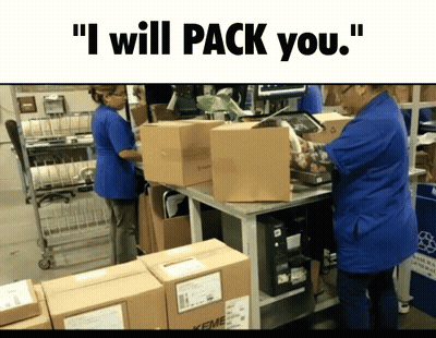 Woman In Blue Shirt Says I Will Pack You GIF